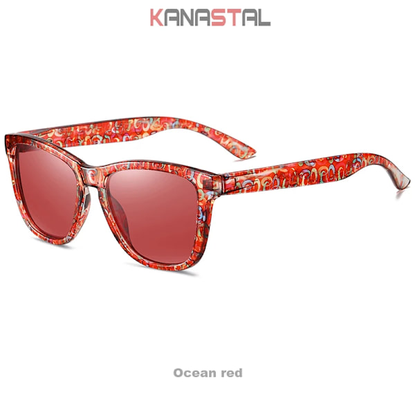 Polariserade solglasögon för kvinnor Herr Spegel Solglasögon UV400 fyrkantiga glasögon Bågar Bikini Sport Fiske Cykling Shade Glasögon Ocean red Other