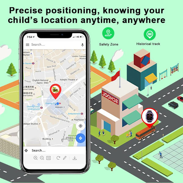 Barn Smart Watch Sim-kort SOS Ring Telefon Smartwatch För Barn Foto Vattentät Kamera Plats Tracker Present för pojkar och flickor W19-360 Red