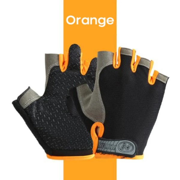 Gym Fitness Kvinnor Män Halvfinger Cykling Cykel Motorcyklisthandskar Tyngdlyftning Yoga Sport Träning Fingerlösa handskar style 2 Orange XL