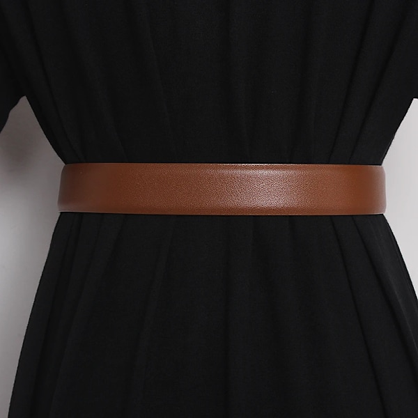 Kvinnors landningsbana, dubbelsidig, äkta läder Cummerbunds Damklänning Korsetter Midjeband Bälten Dekorationsbälte TB2027 B light khaki 2.8cm One Size