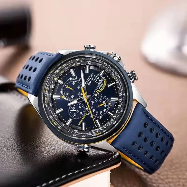 CITIZEN Herrklockor Luxury Trend Quartz Calendar Vattentät Multi Fancy Round Watch Rostfri Automatisk watch Blue