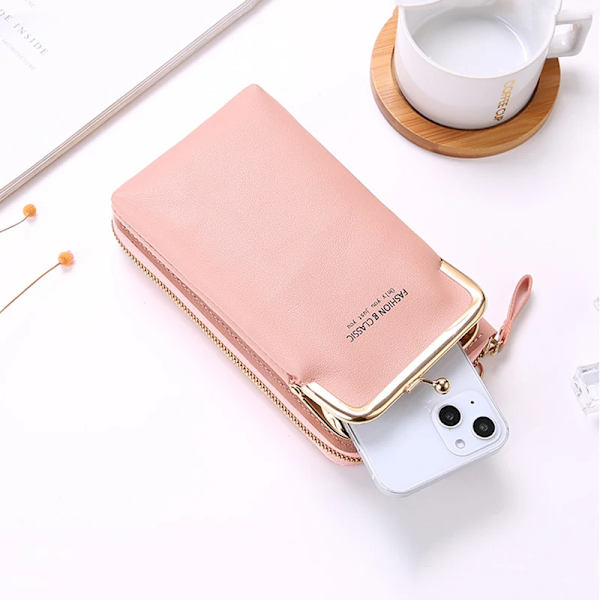 Kvinnor Telefon Crossbody Väska Pu Läder Mini Shoulder Messenger Bag Rese Bärbar myntväska Kortväska Väskor för flickor Plånböcker Apricot