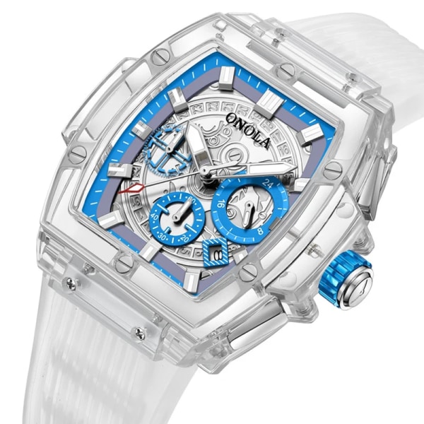 Lyxmärke Transparent watch Herr Damklocka 2022 Mode Sport Casual Unik Quartz Tonneau Herrarmbandsur White