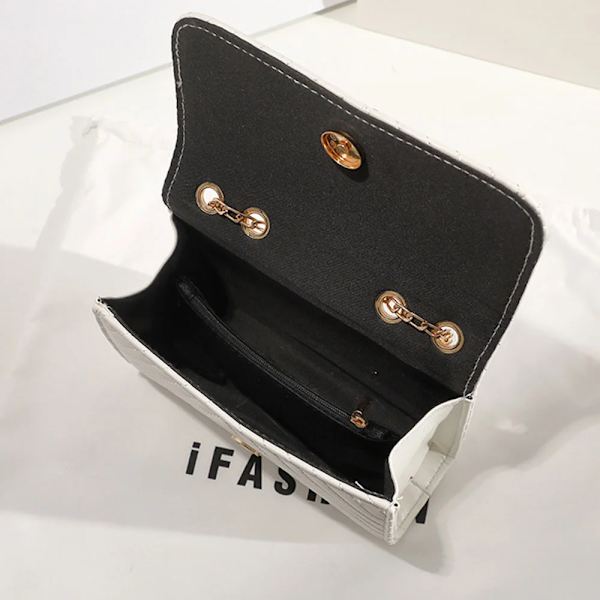 Damväska Trend Lyxmärke Damhandväska Axelväskor Små PU-läder Crossbody Paljetter Causal Plånbok Damväskor White 18.5cmX7.5cmX13.5m