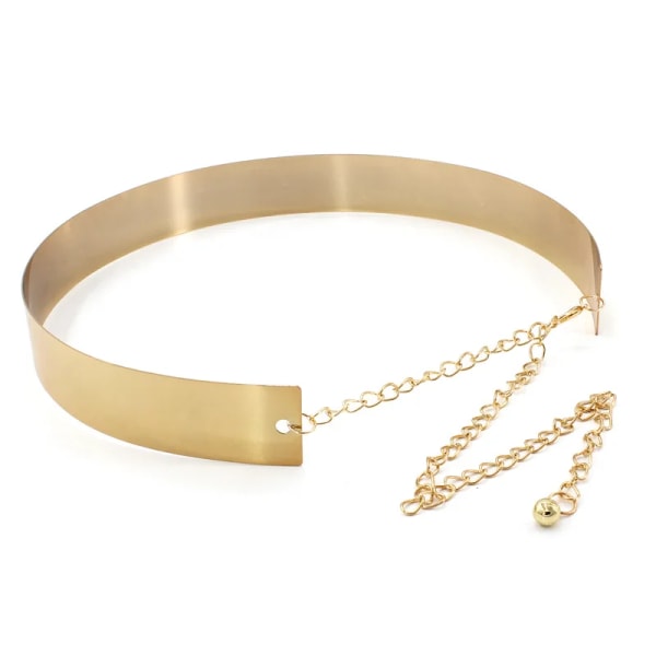 Modedesigner Guld Silver Justerbar Metall Bred Bling Midjeband Tallrik Damkedjor Midjebälte Kvinna Spegel Midjeband Gold Hollow 3.5cm One Size