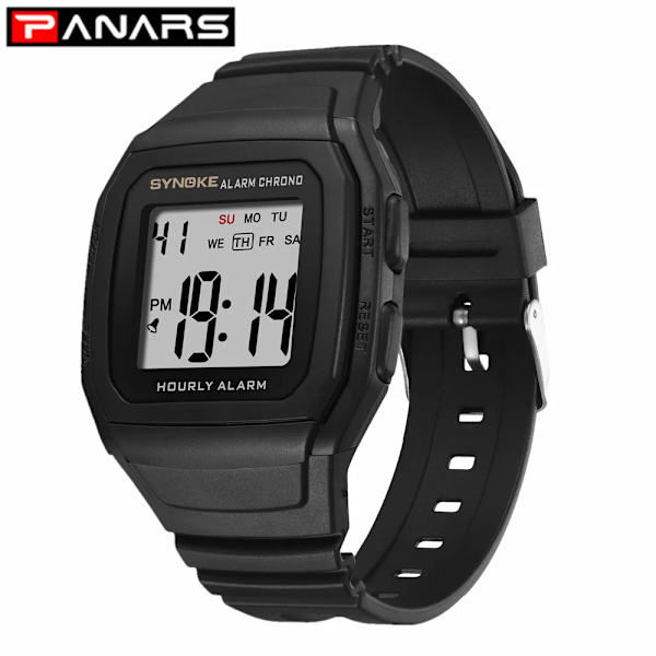 PANARS Sport utomhus Elektronisk watch Pu-rem Väckarklocka Stoppur Watch Vattentät multi militärklockor 2022 Gold