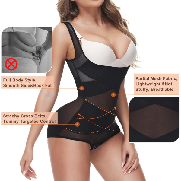 Bodysuit för kvinnor Shapewear Sömlösa underkläder Magkontroll Öppen byst Korsett Bantning Body Shaper Waist trainer Nude(SKin) XXL