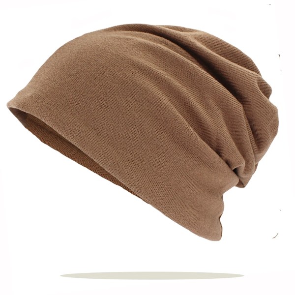 Två-i-ett-mössor Skullies Beanies Herrar Kvinnor Lös Sittande Mjuk Höst Vår Kemoterapi Varma Hattar Dam Tunn Flick Scarf Förlust Alopecia Feminino Ht227 Khaki For 54-58 cm