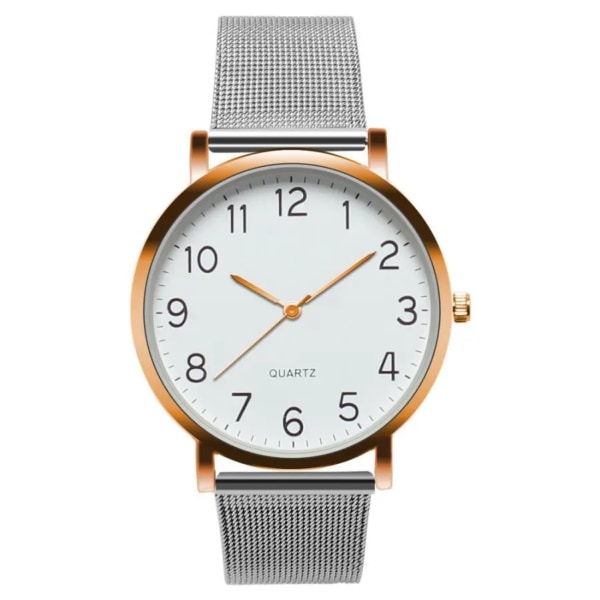 Mode Watch Quartz Steel Mesh Band Enkelt arabiskt nummer Studentklockor Damklocka Reloj Mujer Silver