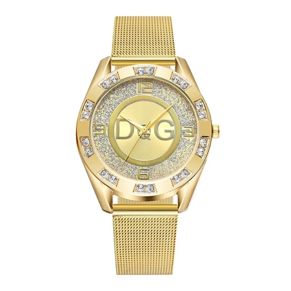 Lyxberömda DQG- watch för män Mode Guldlegering Diamant Digitala bokstäver Quartz Armbandsur Relogio Masculino Relogio WCW2478-1