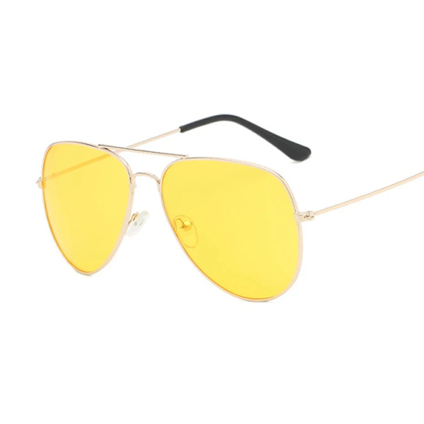 Klassiska Pilot Solglasögon Kvinna Mode Märke Designer Solglasögon Man Mans Färgglad Spegel Flyg Metallram Köra Oculos Gold Yellow