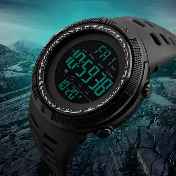 Lyx Trend Big Dial Led Digital Watch Military Army Analog Man Sport Handklocka Vattentät Student Svart Armbandsur Red