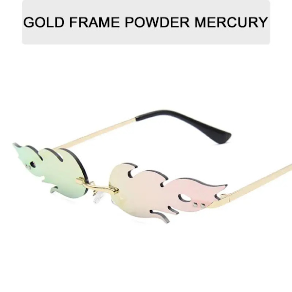 Summer Flame Solglasögon Kvinnor Rimless Wave Glasögon Löpsolglasögon Lyx Trendiga Solglasögon Skärmar Kvinna F