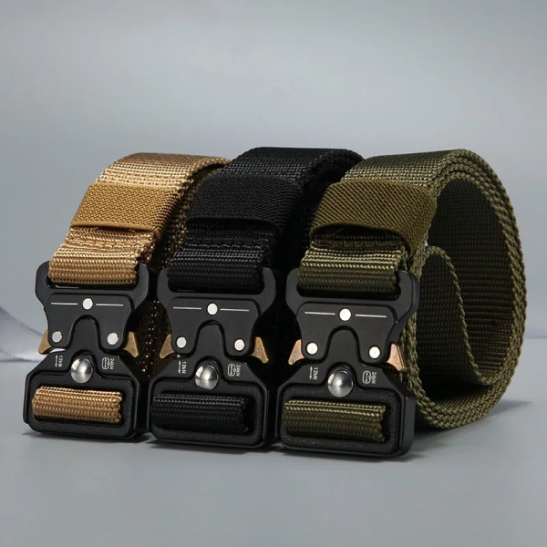 FRALU bälte män utomhusjakt metall taktiskt bälte multifunktionslegering spänne hög kvalitet Marine Corps canvas bälte för män Khaki JS 45to47inch
