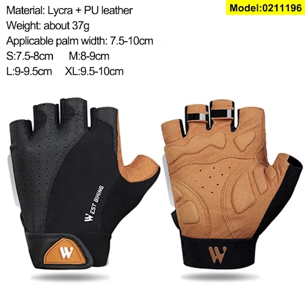 WEST BIKING Sommarcykelhandskar för män Stötsäkra cykelhandskar Utomhussport Fotvandring Pekskärm Helfinger cykelhandskar Half Finger XL