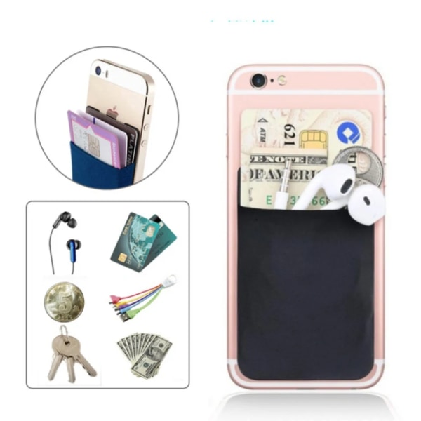 9,9*5,5 cm Dammodeadhesiv Elastisk Lycra Mobiltelefon Case Herr ID Kreditkortshållare Pocket Stick 2019 Dark Gray