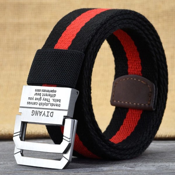 Vår och höst Ungdom Dubbelring Spänne Färgmatchning Justerbar längd Jeans Canvas Dam- och Herrbälte Type 6 130cm