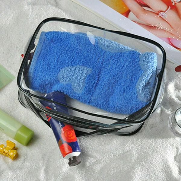 Klar Transparent plast PVC Resesmink Kosmetisk Toalett Blixtlåsväska Mode Vattentät Organizer Väska 1 St A 18cm 4cm 14cm
