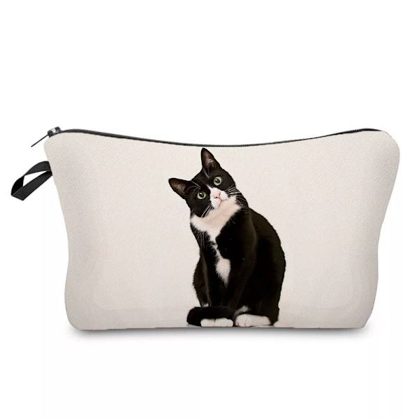 Svart katt utskrift kvinnor kosmetiska väskor Djur Söt Casual Bärbar förvaring Sminkväska Toalettväskor hz1306 Cat Bag