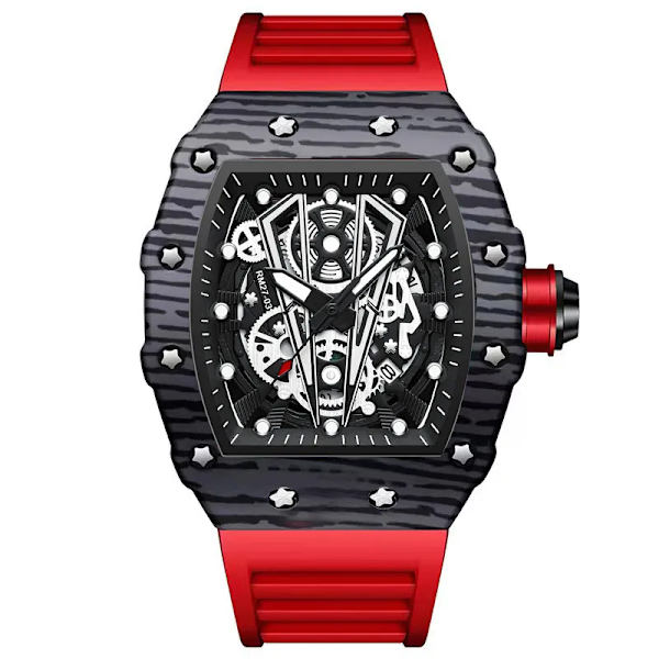Ny design watch Mode Automatisk rörelse Fat Lysande Vattentät klocka Sport Mans Silikonarmband Quartz Armbandsur style 6