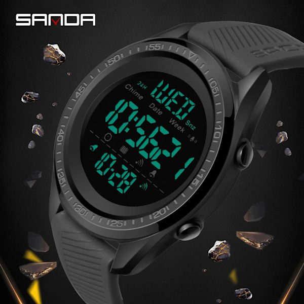SANDA 2023 Mode Sport Herrklockor Multifunktion Vattentät Digital Watch Herr Armbandsur Man Relogio Masculino 6013 Black Red
