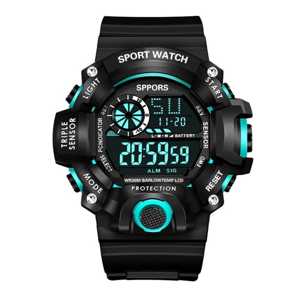 Watch Cool Lysande Watch Multifunktion Militärklocka Armbandsur Led Digital Elektronisk watch för Man Barn 618A-Light blue