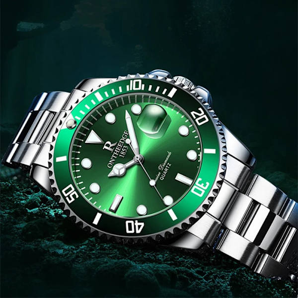 2022 Nya Herrklockor Toppmärke Lyx Mode Grön watch Herr Lysande Vattentät Datumklocka Sport Herr Quartz Armbandsur Black