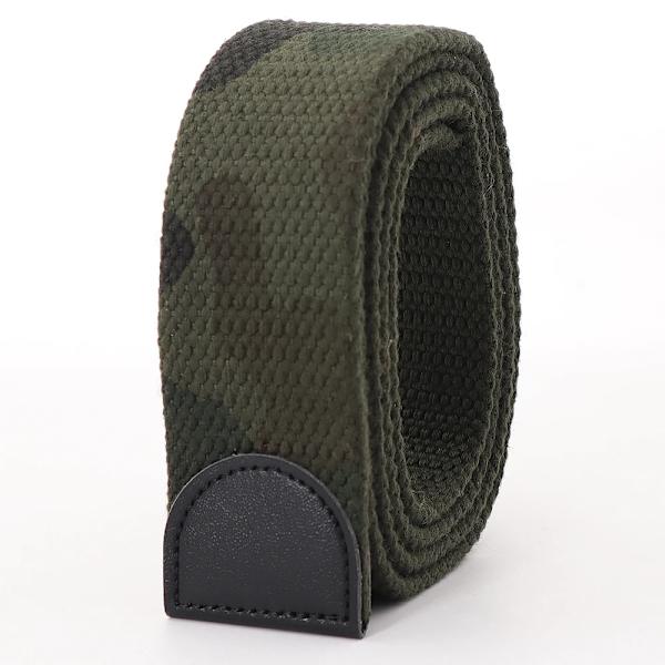 Hot Tactical Canvas Bälte Utan Spänne Joker Utomhus Män Kvinnor Anpassa Förläng Designer Multifunktionell Militär Jeans Bälte junlv Camouflage 110cm