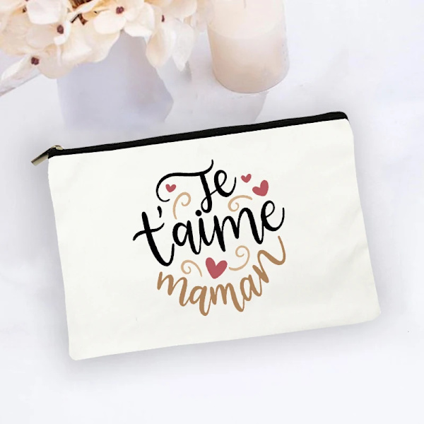 I Love You Mama Print Utomhus sminkväska Kvinnor Kosmetisk väska Resetoalettartiklar Organizer Kvinnlig Förvaring Sminkväska Mamma Present W17599-TBBK-D