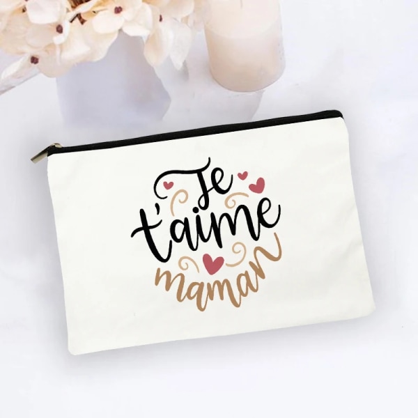 I Love You Mama Print Utomhus sminkväska Kvinnor Kosmetisk väska Resetoalettartiklar Organizer Kvinnlig Förvaring Sminkväska Mamma Present W17607-TBBK-D