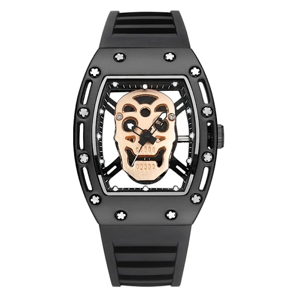 Kimsdun Watch For Herr Toppmärke Lyx Vattentät Tonneau Hollow Out Skull Man Armbandsur Silikon Relogio Masculino 2022 black gold
