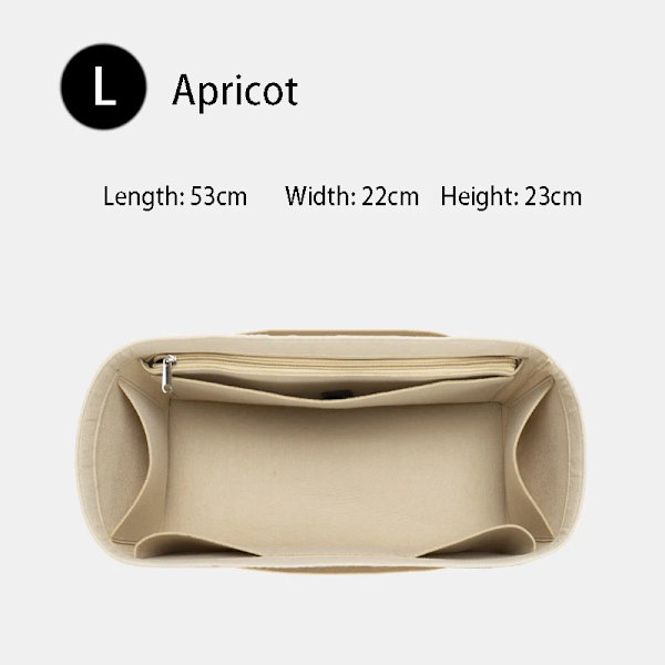 TINBERON Insert Organizer Stor kapacitet Resväska Specialliner Väska Filttyg Sida Pull Typ fodrad väska Sminkväska Apricot L