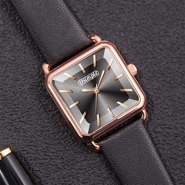 2023 Mode Kvinnor Klockor Lyx Fyrkantiga Dam Enkel Rose Gold Quartz Watch Casual Svart Läder Armbandsur Reloj Mujer Red