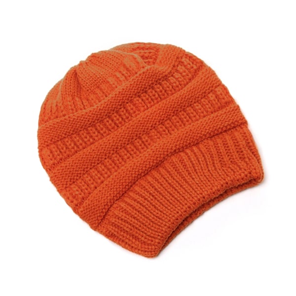 25 Färgade Enfärgade Beanies Kvinnor Stickade Beanie Hatt Mode Höst Vinter Varma Hattar SkulliesCap För Kvinnor Orange