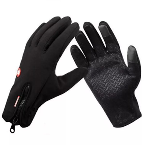 Nya Cykelhandskar med pekskärm Vinter Thermal Vindtät Varm Helfinger Cykelhandske Halkskyddande cykelhandskar för män och kvinnor Black M