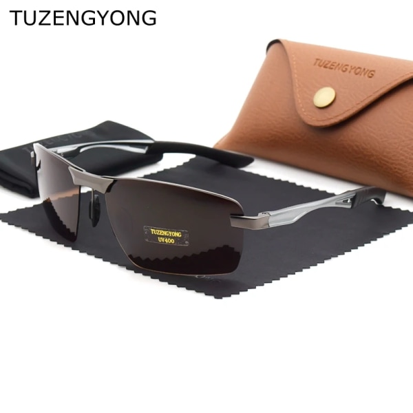 TUZENGYONG Män Polariserade Solglasögon Nya Aluminium Magnesium Solglasögon Körglasögon För Kvinnor Oculos masculino Man T3391 3391 C05Black case TUZENGYONG