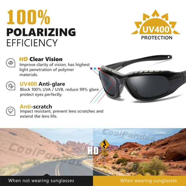 2022 Vinter Vindtät Sand Polariserad Solglasögon För Män Utomhus Sport Man Solglasögon Körning Antireflex Oculos zonnebril heren Black-yellow Original