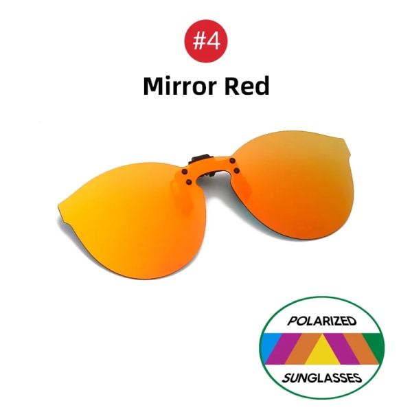 VIVIBEE fyrkantsspegel för män Flip-up Clip on Polarized Night Vision Körglasögon UV400 Dam Solglasögon Fiske Närsynt 4 Mirror Red Without Plastic Case