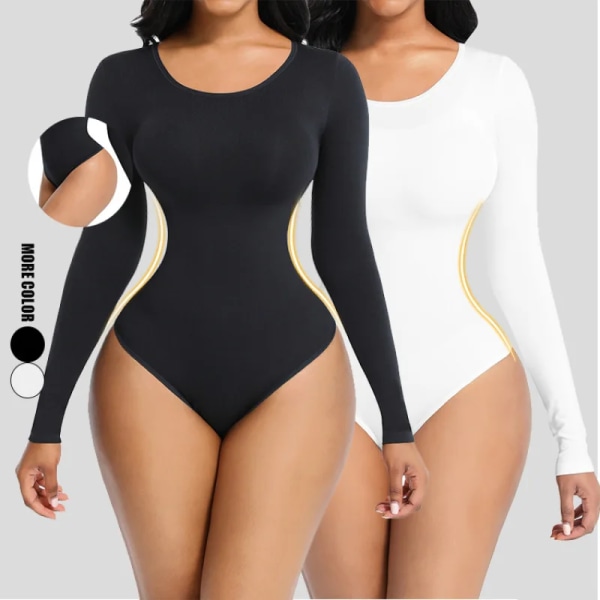 Sexiga jumpsuits för kvinnor sömlösa långärmade one-piece Shapewear för kvinnor Magkontroll ärmlös kroppsformare Beige XL