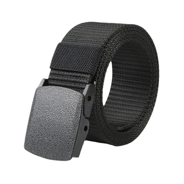 Automatiskt spänne för män Nylon utomhus canvasbälte Högkvalitativt herrbälte Black White Black 100 CM