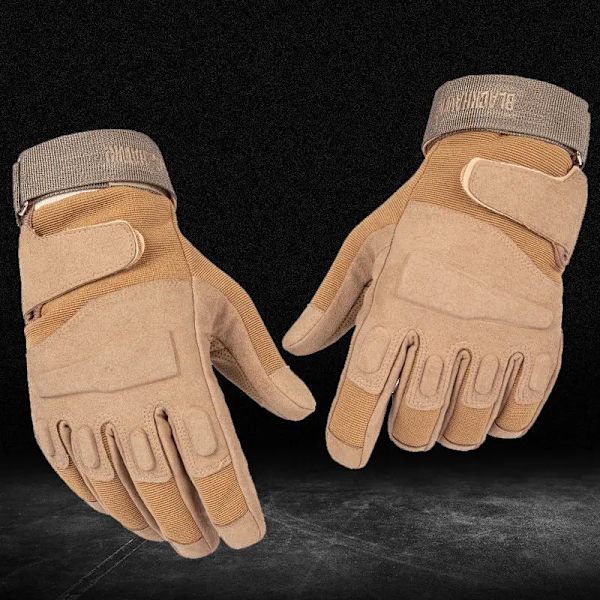 Herr utomhus militära taktiska handskar Army Full Finger Combat Cykelridning Sport Anti-halk handskar MTB-handskar Slitstarkt Black M