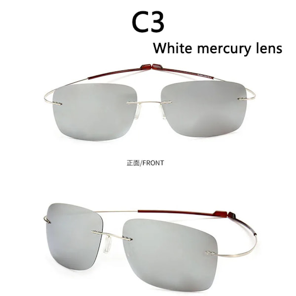 2021 NYHET Coola 100 % rent titan båglösa solglasögon Polariserade linser Grå Supertunna linser Solskyddad UV-skydd UV400 Oculos C3 Mercury lens Other