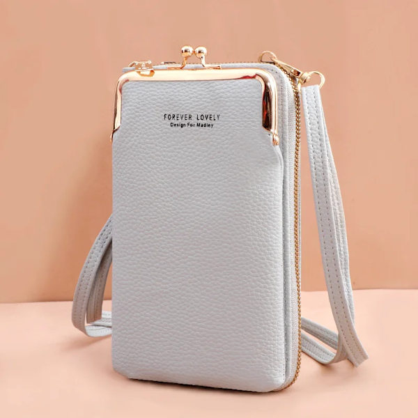 3 stilar kvinnor väskor mjuka läder plånböcker Pekskärm mobiltelefon handväska Crossbody axelrem handväska för dam Gray 2