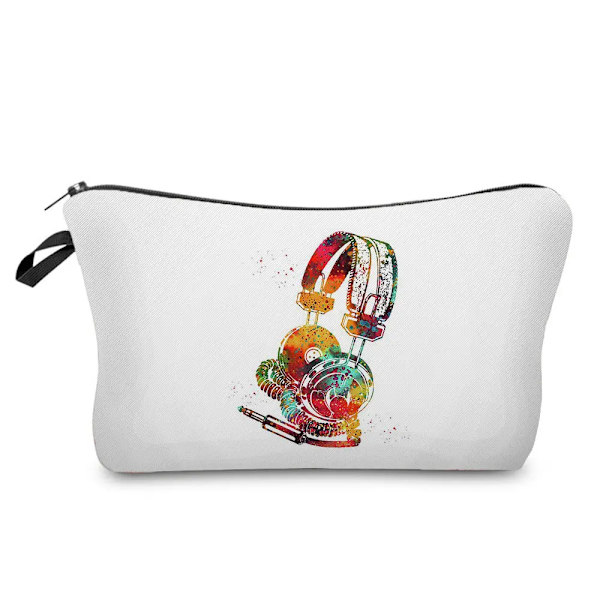 Högkvalitativ organizer Bärbart case Piano Gitarrmålning Dam Sminkväska Värmeöverföring Musiknoter Print Kosmetiska väskor hz7327 Music Bag