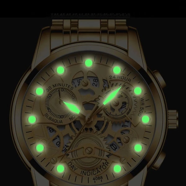 Watch Men Skeleton Automatic quartz Watch Gold Skeleton Vintage Man Watch-armbandsur för män Type 799244
