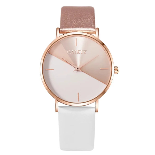Klockor Dam 2022 Nytt Mode Dam Söt Klänning Watch Colorblock Urtavla Analog Quartz Läder Armband Armbandsur montre femme White