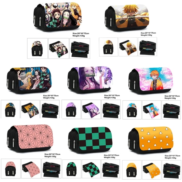 Anime Demon Slayer Kimetsu No Yaiba Case Dragkedja Sminkväska Penna Brevpapper Väskor Catoon Pencil Box kvinna Kosmetikväska fgqbbgmzrs02