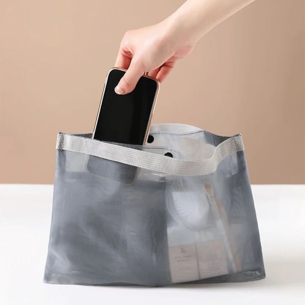 Organizer Insert Bag Dam Nylon Mesh Resehandväska Handväska Resor Inre Makeup Kosmetikväska Kvinnlig Tote Pouch Förvaringsväska Dam Green L