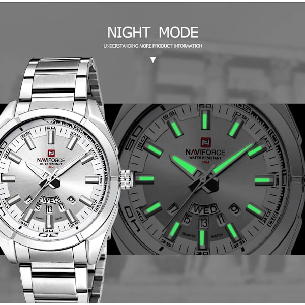 NAVIFORCE Klassisk casual för watch Rostfri teel Sport Vattentät herrklockor Quartz Datumvisning Klocka Relogio Masculino SW-BOX