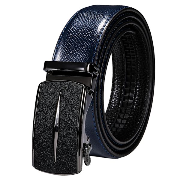 Högkvalitativt märke herrbälten blå koläder Automatiska spännen Spärr midjeband Bälte för män Klänning Jeans Kostym Byxor Present 2224DME 110cm